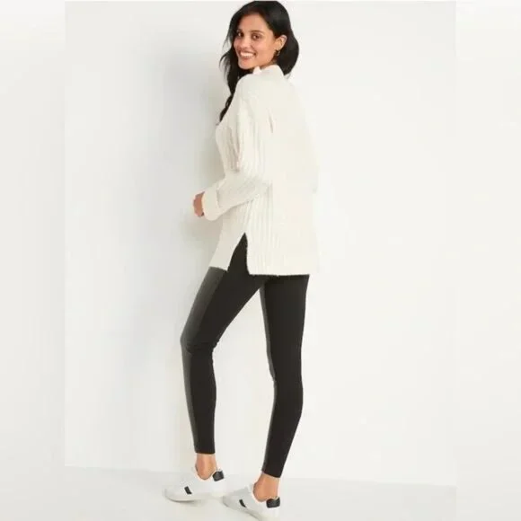 NWT Old Navy High-Waisted Faux-Leather Front-Panel Leggings - Picture 3 of 8